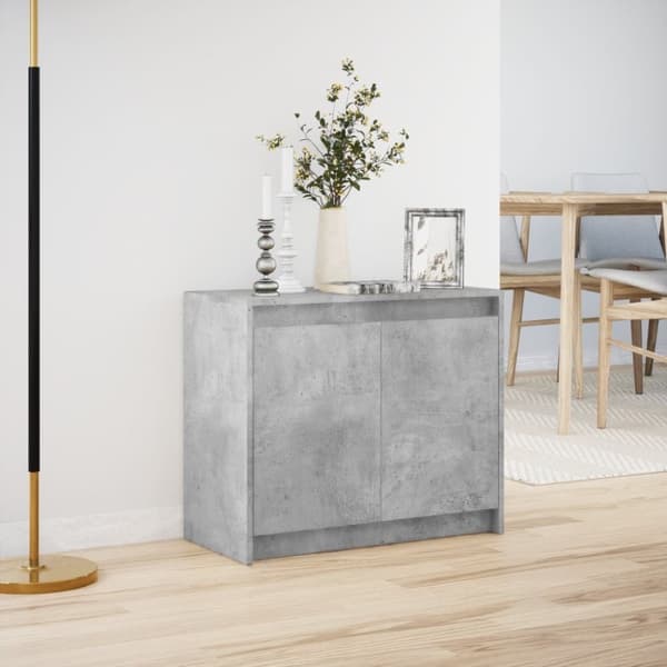 vidaXL skab med LED-lys 72x34x61 cm konstrueret træ betongrå