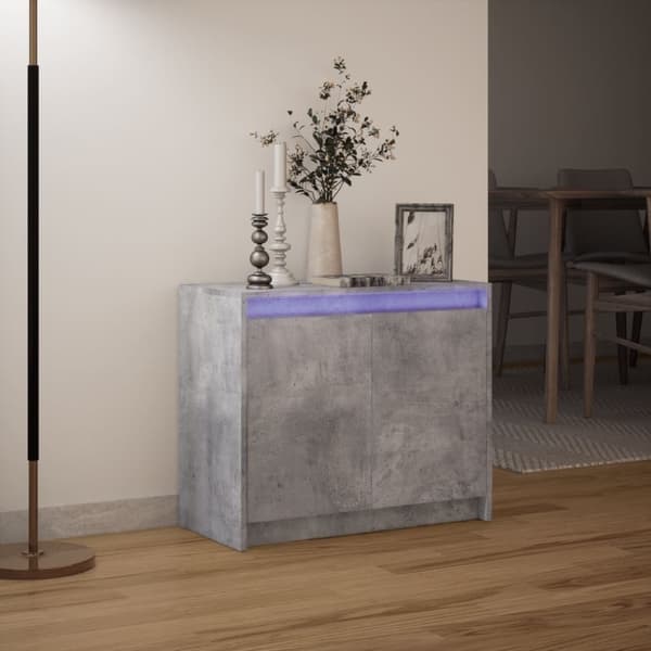 vidaXL skab med LED-lys 72x34x61 cm konstrueret træ betongrå