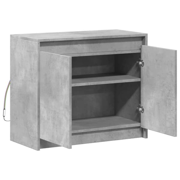 vidaXL skab med LED-lys 72x34x61 cm konstrueret træ betongrå