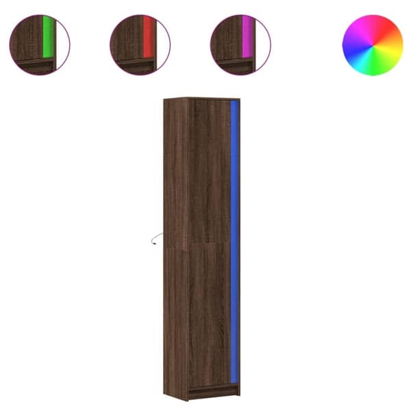 vidaXL Kaappi LED-valoilla ruskea tammi 41,5x32,5x200 cm tekninen puu