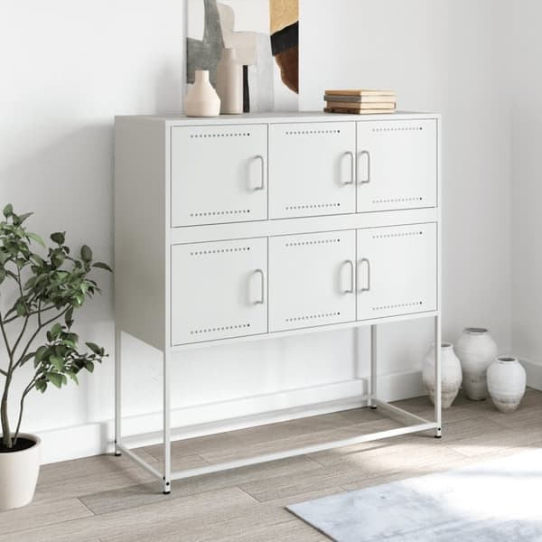 vidaXL skænk 100,5x39x107 cm stål hvid