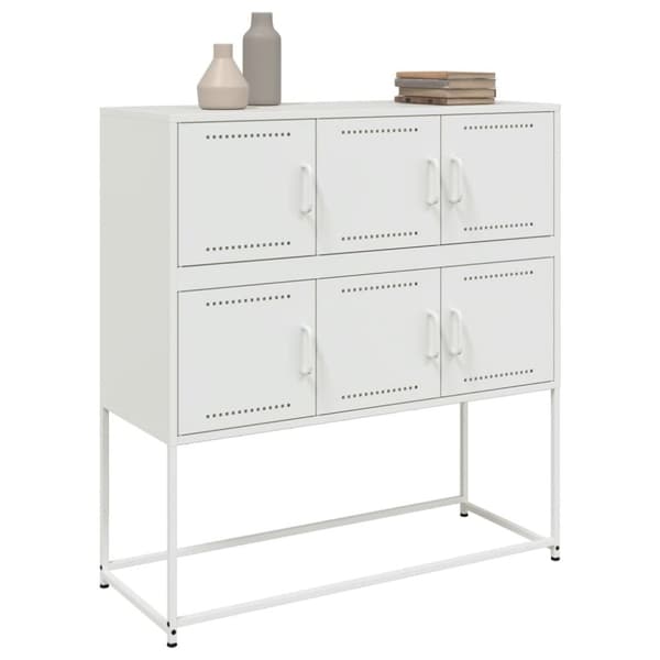 vidaXL skænk 100,5x39x107 cm stål hvid