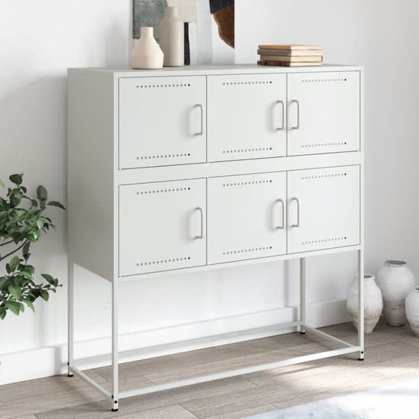 vidaXL skænk 100,5x39x107 cm stål hvid