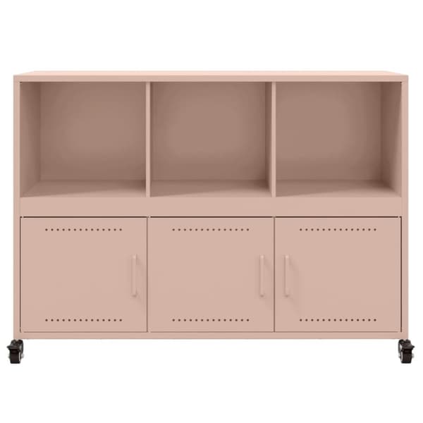 vidaXL skænk 100,5x39x72 cm stål lyserød