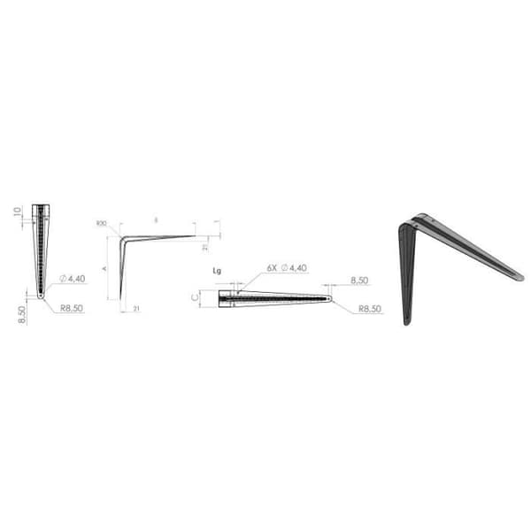 Stämplad konsol 20x15 cm Vit BOURG - P-CE200B