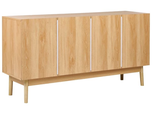 Skänk med 3 Dörrar Rotting Spånskiva Ljust Trä Furu Boho-stil Vardagsrum