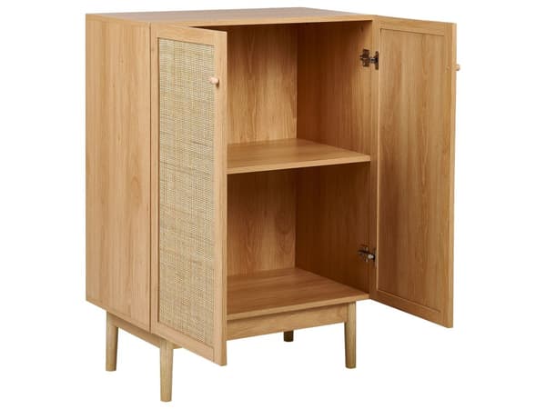 Skänk med 2 Dörrar Rotting Spånskiva Ljust Trä Furu Boho-stil Vardagsrum