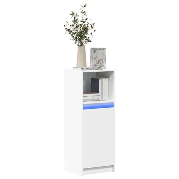 vidaXL reol med LED-lys 38x34x100 cm konstrueret træ hvid