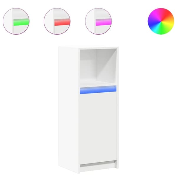 vidaXL reol med LED-lys 38x34x100 cm konstrueret træ hvid