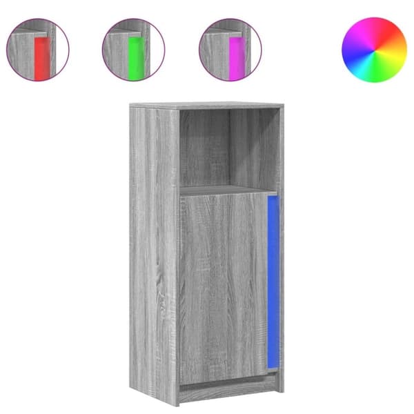 vidaXL skab med LED-lys 42,5x34x100 cm konstrueret træ grå sonoma-eg