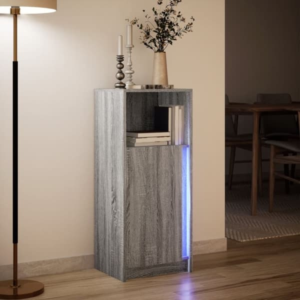 vidaXL skab med LED-lys 42,5x34x100 cm konstrueret træ grå sonoma-eg