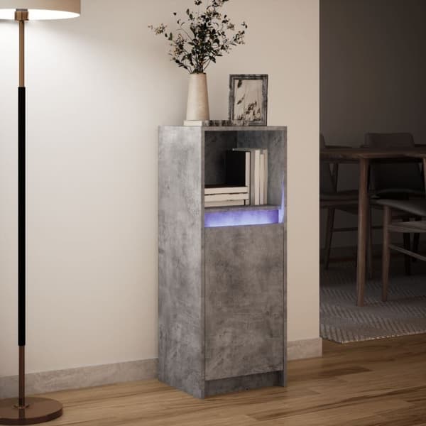 vidaXL Senkki LED-valoilla betoninharmaa 38x34x100 cm tekninen puu