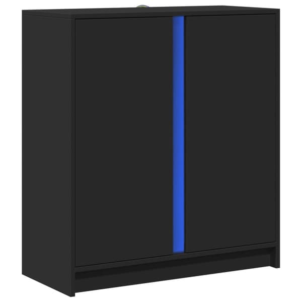vidaXL skænk med LED-lys 77x34x85 cm konstrueret træ sort