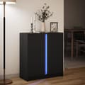 Miniatyrbillede 6 af 11: vidaXL skænk med LED-lys 77x34x85 cm konstrueret træ sort