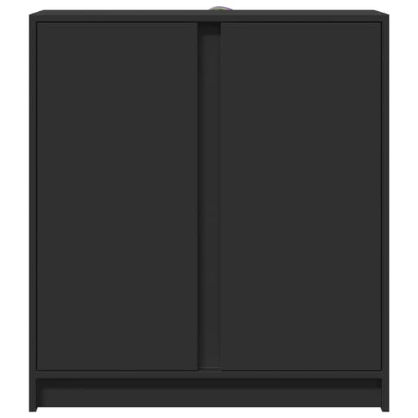 vidaXL skænk med LED-lys 77x34x85 cm konstrueret træ sort