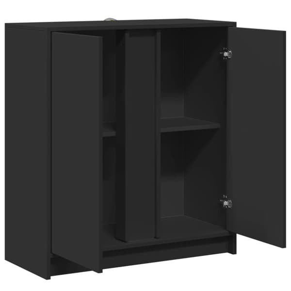 vidaXL skænk med LED-lys 77x34x85 cm konstrueret træ sort