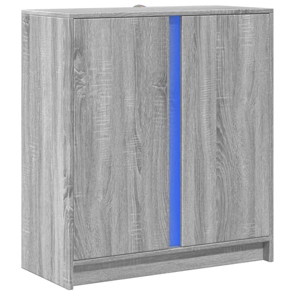 vidaXL skab med LED-lys 77x34x85 cm konstrueret træ grå sonoma-eg
