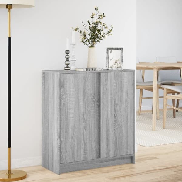 vidaXL skab med LED-lys 77x34x85 cm konstrueret træ grå sonoma-eg