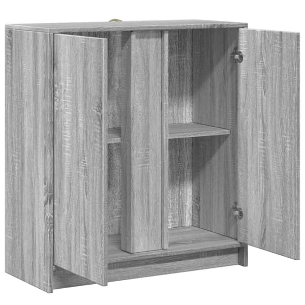 vidaXL skab med LED-lys 77x34x85 cm konstrueret træ grå sonoma-eg