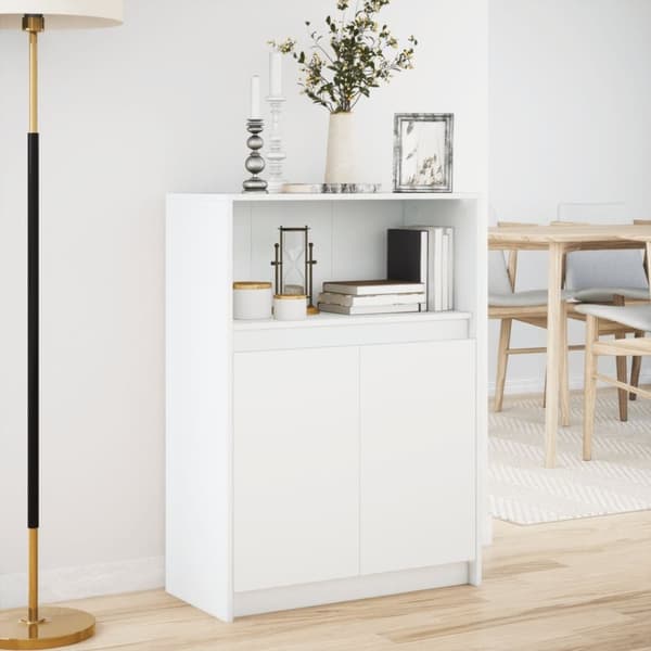 vidaXL reol med LED 72x34x100 cm konstrueret træ hvid
