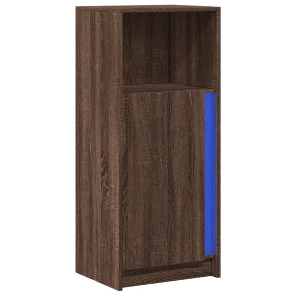 vidaXL reol med LED 42,5x34x100 cm konstrueret træ brun egetræ
