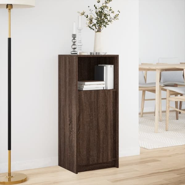 vidaXL reol med LED 42,5x34x100 cm konstrueret træ brun egetræ