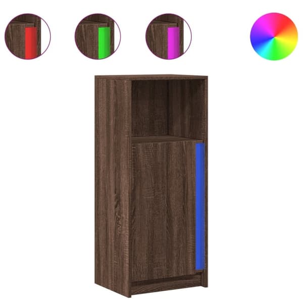 vidaXL reol med LED 42,5x34x100 cm konstrueret træ brun egetræ