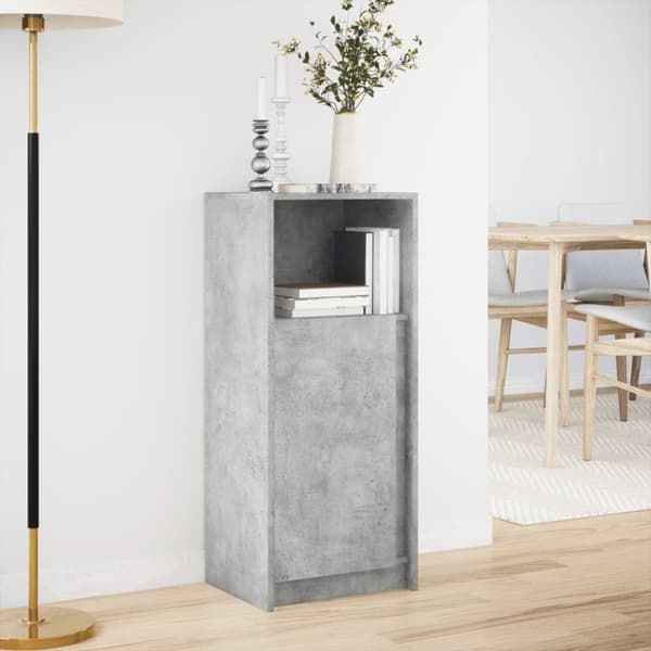 vidaXL skab med LED-lys 42,5x34x100 cm konstrueret træ betongrå