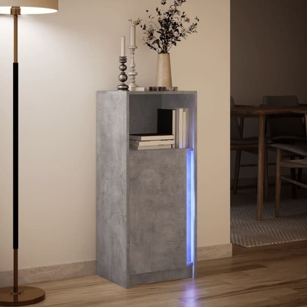 vidaXL skab med LED-lys 42,5x34x100 cm konstrueret træ betongrå