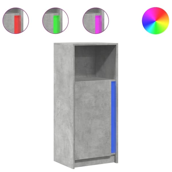vidaXL skab med LED-lys 42,5x34x100 cm konstrueret træ betongrå