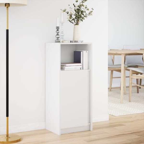 vidaXL Skänk med LED vit 42,5x34x100 cm konstruerat trä