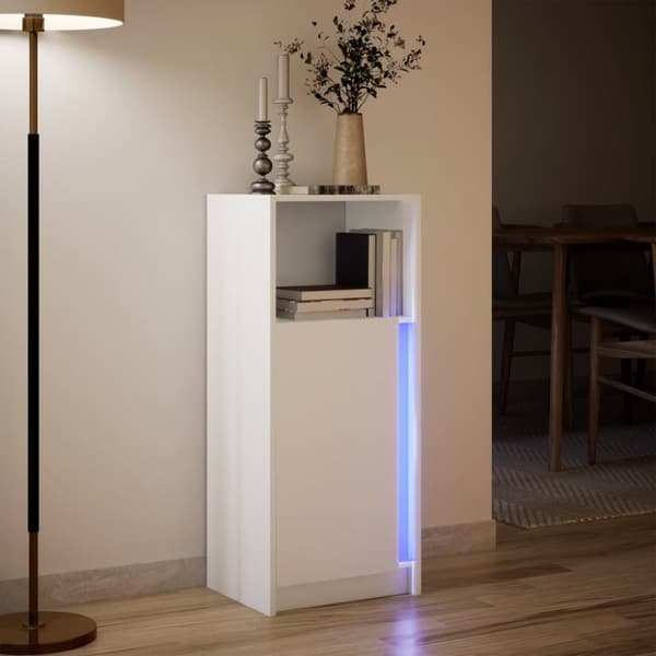 vidaXL Skänk med LED vit 42,5x34x100 cm konstruerat trä