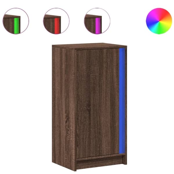 vidaXL Skjenk med LED brun eik 42,5x34x85 cm konstruert tre