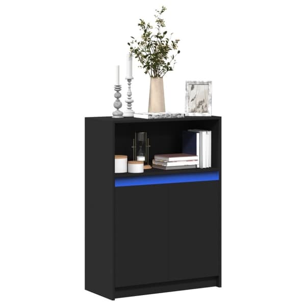 vidaXL reol med LED 72x34x100 cm konstrueret træ sort
