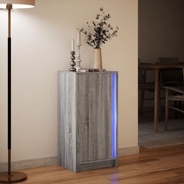 vidaXL skab med LED-lys 42,5x34x85 cm konstrueret træ grå sonoma-eg