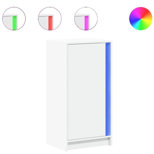 vidaXL skænk med LED-lys 42,5x34x85 cm konstrueret træ hvid
