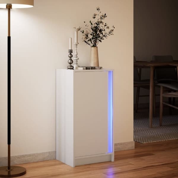 vidaXL skænk med LED-lys 42,5x34x85 cm konstrueret træ hvid
