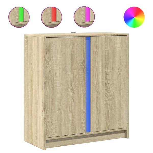 vidaXL Skjenk med LED sonoma eik 77x34x85 cm konstruert tre