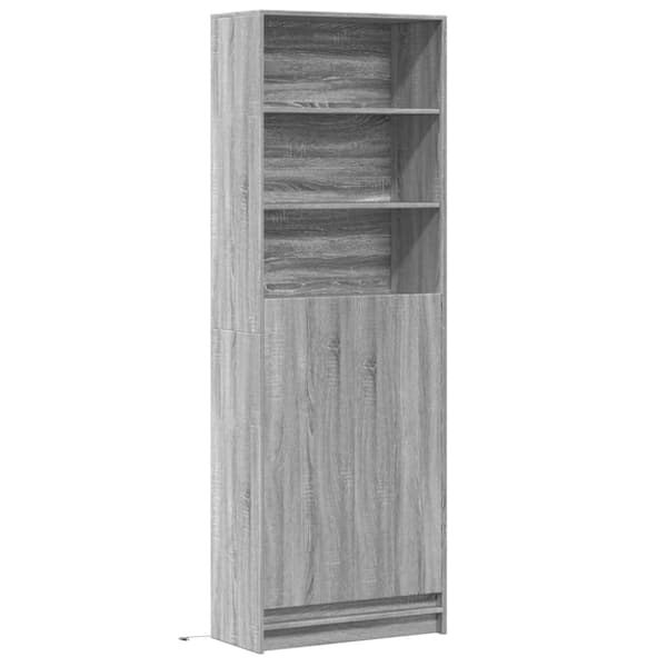 vidaXL Garderobe med LED grå sonoma 69x32,5x200 cm konstruert tre