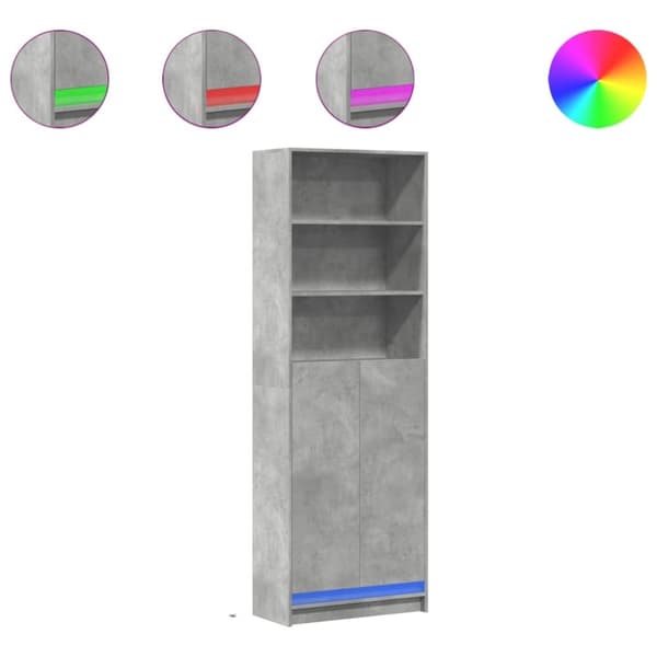 vidaXL Garderobe med LED betonggrå 69x32,5x200 cm konstruert tre