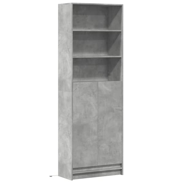 vidaXL Garderobe med LED betonggrå 69x32,5x200 cm konstruert tre