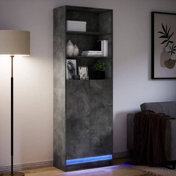 vidaXL Garderobe med LED betonggrå 69x32,5x200 cm konstruert tre