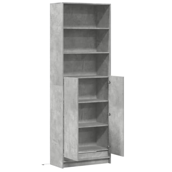 vidaXL Garderobe med LED betonggrå 69x32,5x200 cm konstruert tre