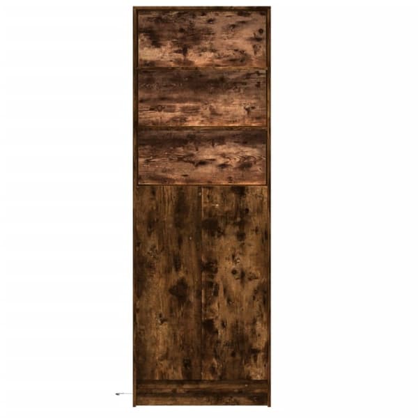 vidaXL Garderobe med LED røkt eik 69x32,5x200 cm konstruert tre