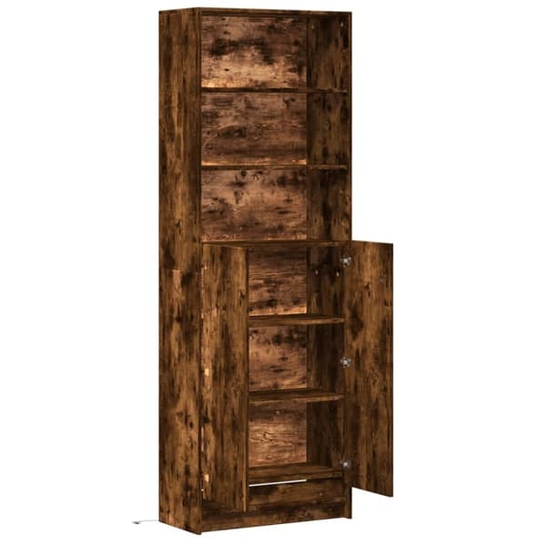 vidaXL Garderobe med LED røkt eik 69x32,5x200 cm konstruert tre