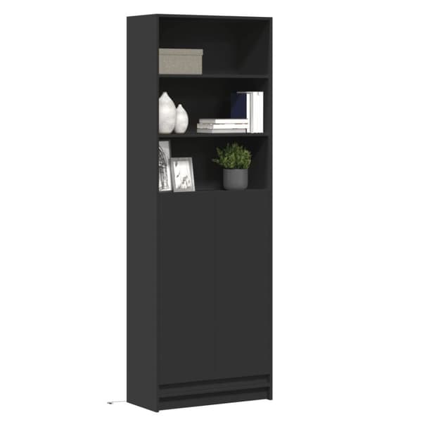 vidaXL skab med LED-lys 69x32,5x200 cm konstrueret træ sort