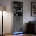 Miniatyrbillede 6 af 11: vidaXL skab med LED-lys 69x32,5x200 cm konstrueret træ grå sonoma-eg