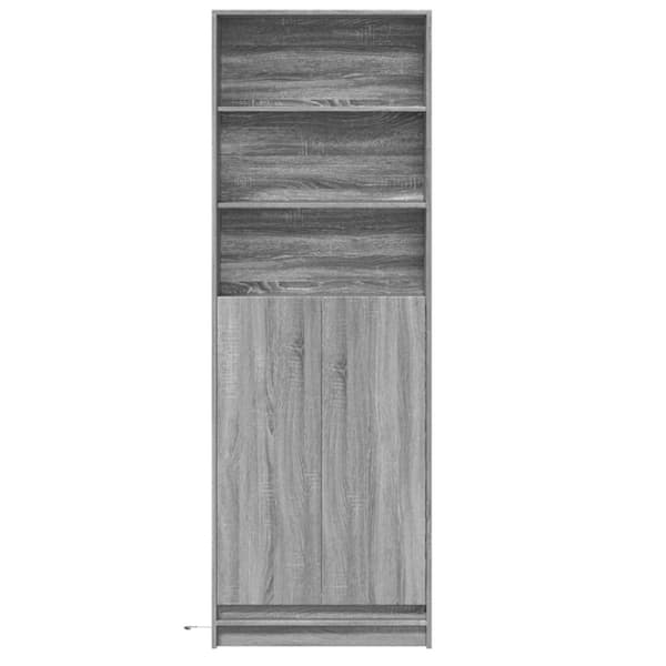 vidaXL skab med LED-lys 69x32,5x200 cm konstrueret træ grå sonoma-eg