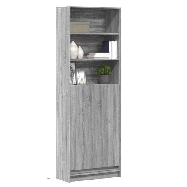 vidaXL skab med LED-lys 69x32,5x200 cm konstrueret træ grå sonoma-eg