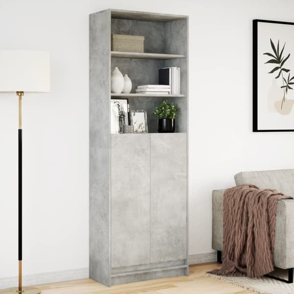 vidaXL skab med LED-lys 69x32,5x200 cm konstrueret træ betongrå